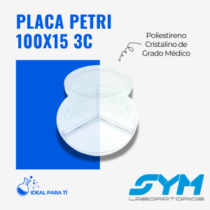 Placa Petri 100x15 triple compartimento - SYM Laboratorios