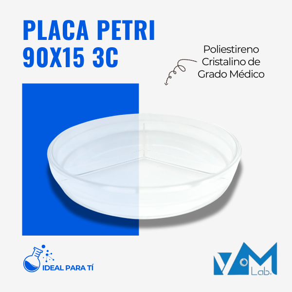 Placa Petri 90x15 triple compartimento - VMLab