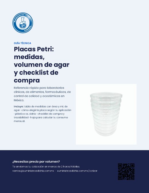 Portada de la Guía técnica de placas Petri de Suministros Vilchis